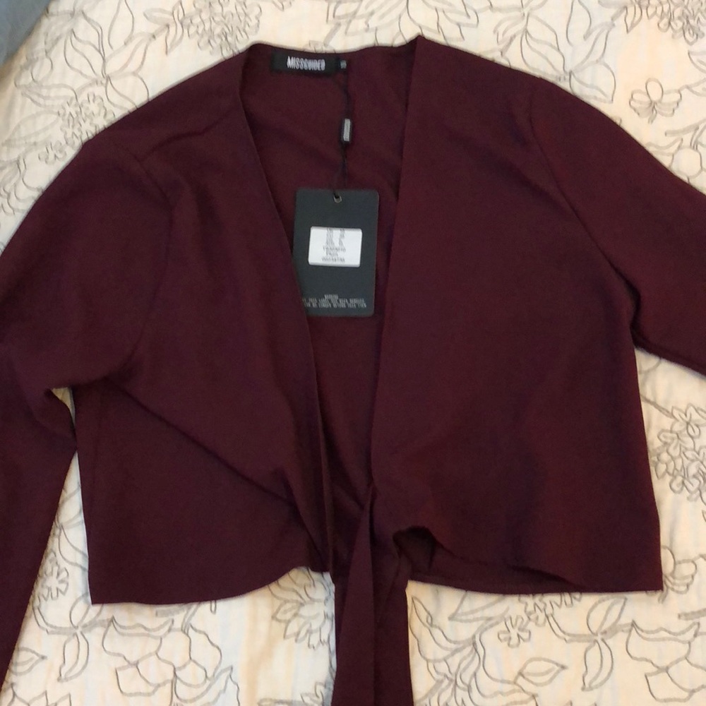 Plum mid waist tie shirt